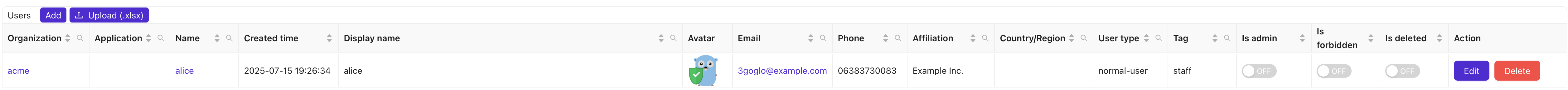 Application settings